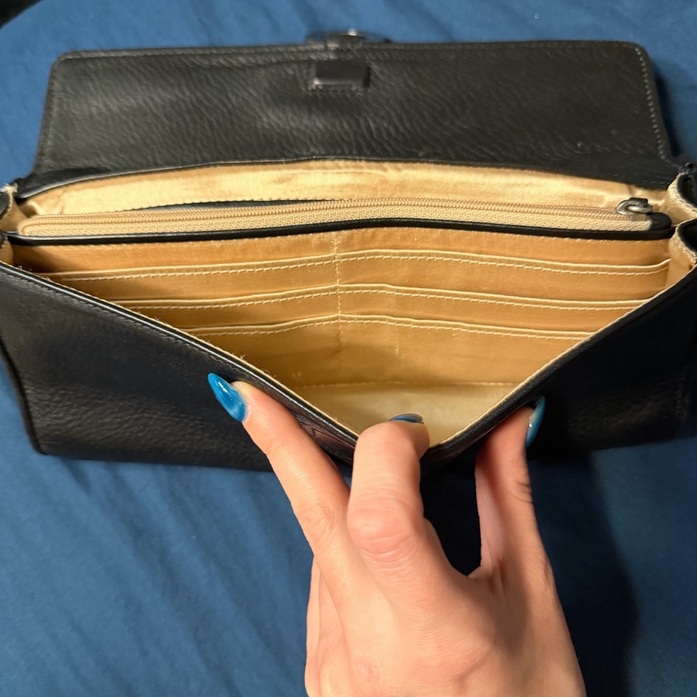 Ann Taylor Black Leather Clutch with Ring Accent - Picture 7 of 11